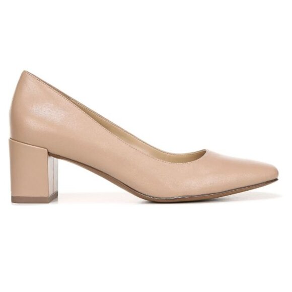 Leather square toe nude pumps with low block heel - Naturalizer EUC - Picture 8 of 8